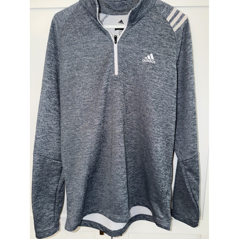 Adidas Golf Mens Grey Heather Quarter Zip Pullover Long Sleeve Shirt Large